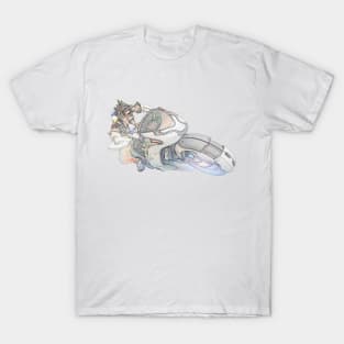 Overwatch Tracer on a hoverbike T-Shirt